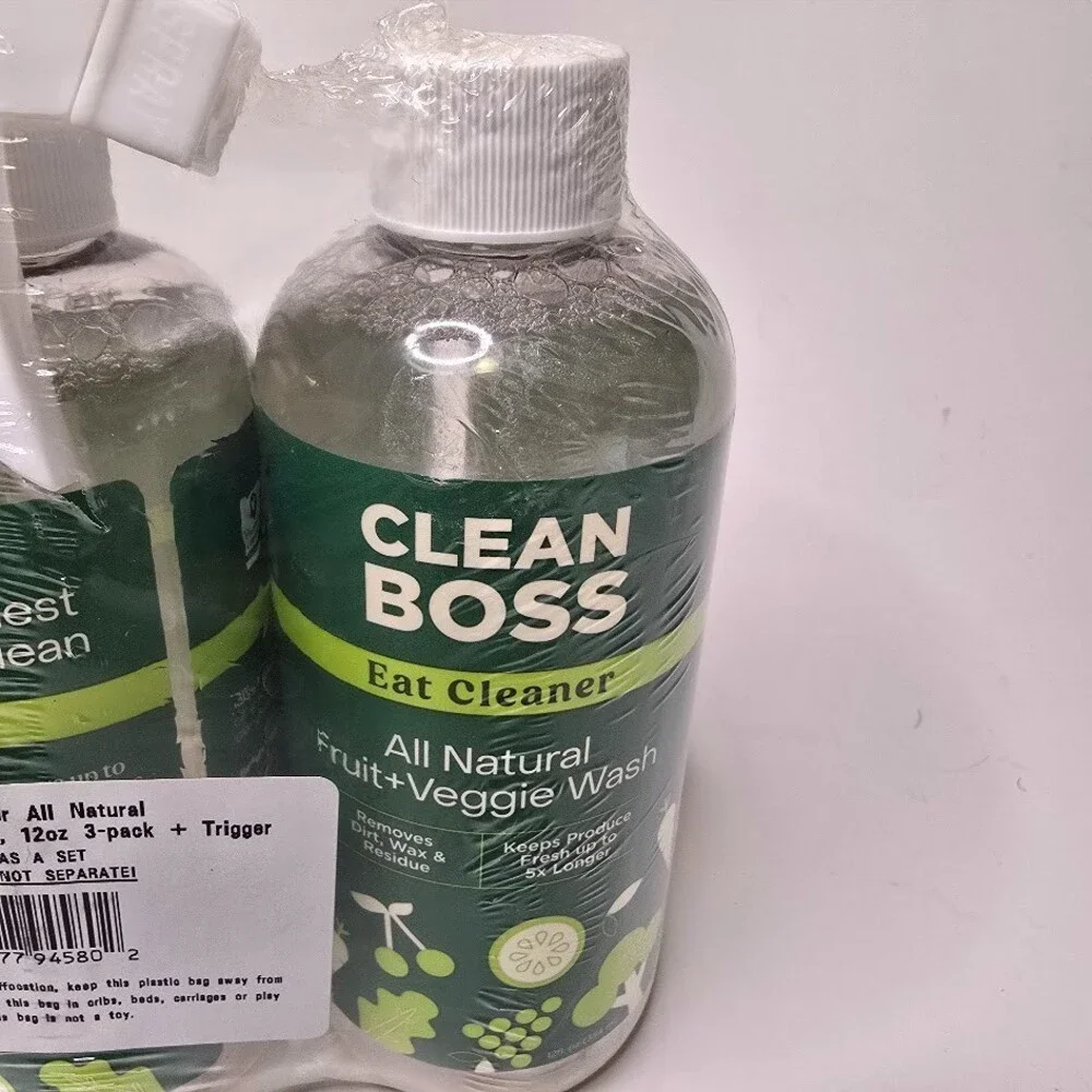 CleanBoss Eat Cleaner Triple-Action Fruit + Veggie Wash - 12 oz, Pack of 3
